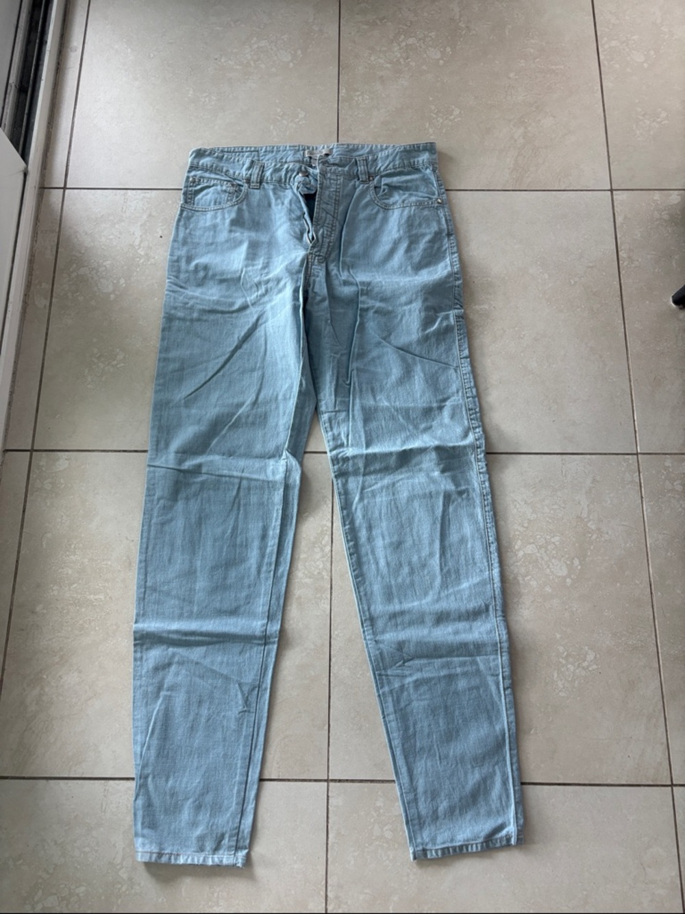 Zegna Men's Straight Jeans in Pale Blue Wash